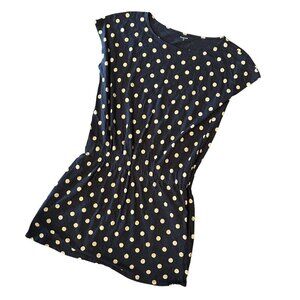 Garnet Hill Polka Dot Casual Dress Elastic Waist Pockets Size 12 Size Large in p